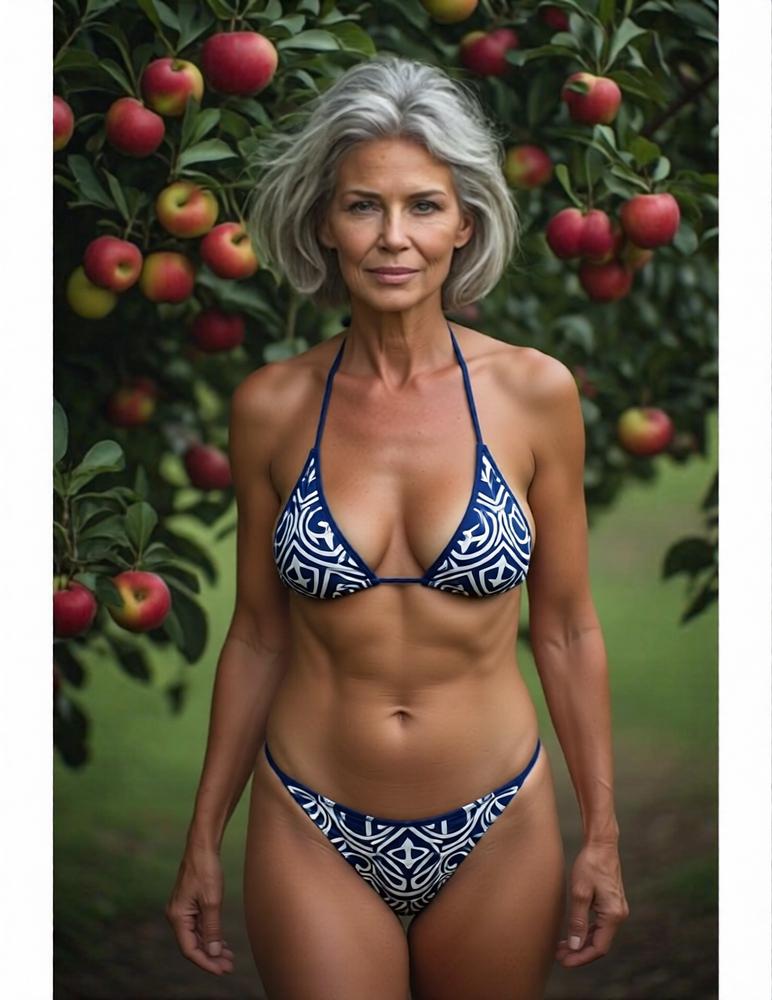 Magic Fatima's Woman Posing in an Apple Orchard 8.5" x 11" format- Bikini & Nude Versions - (Instant Digital Download)