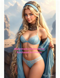 Artistic depiction of a woman in lingerie with a scenic background with nude version included