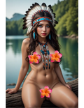 Magic Fatima's Beautiful Nude Native American Indian Maiden 8.5" x 11" Glossy Physical Print