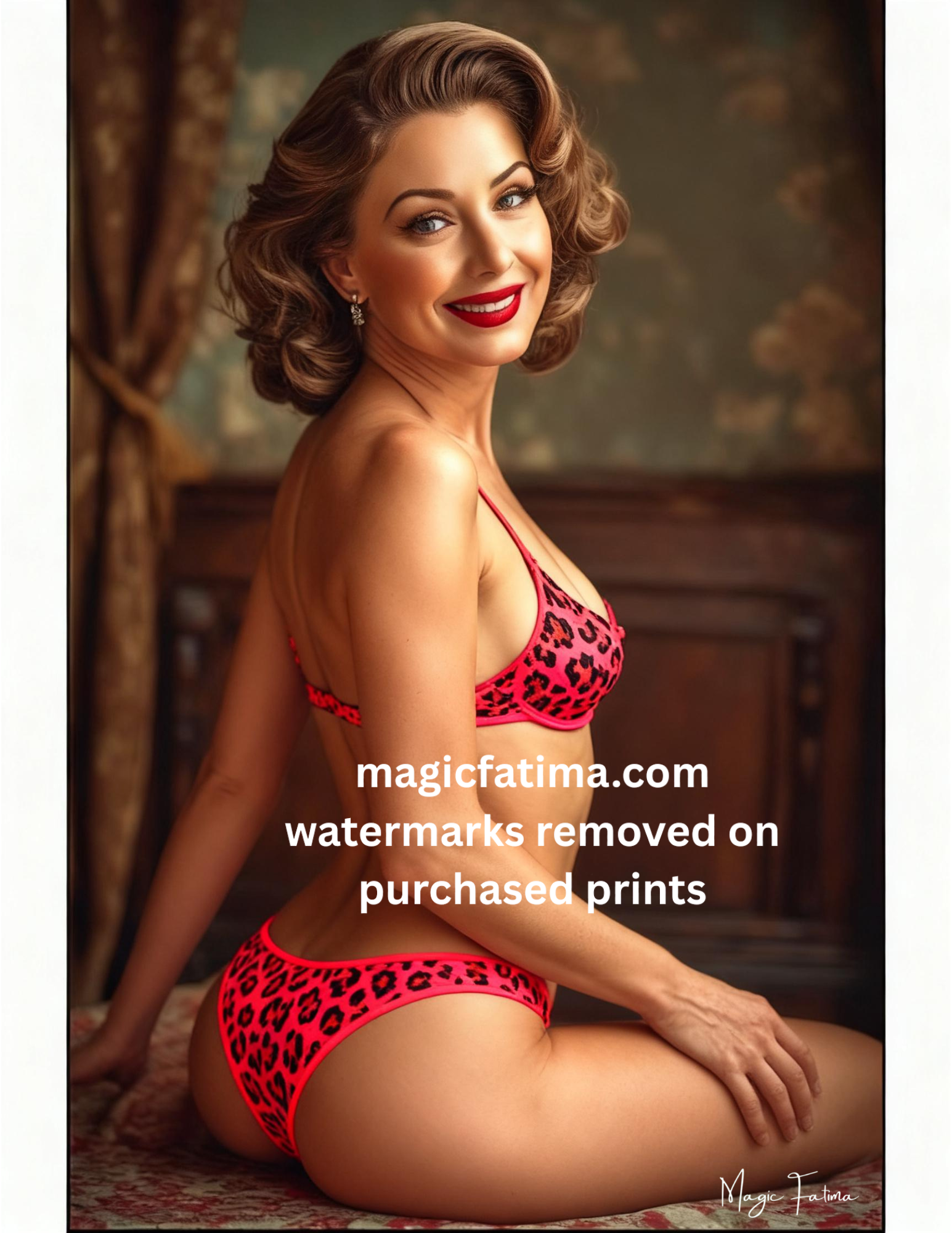 Magic Fatima's 8.5" x 11" Art Prints with Glamorous Woman Posing and nude version included Free
