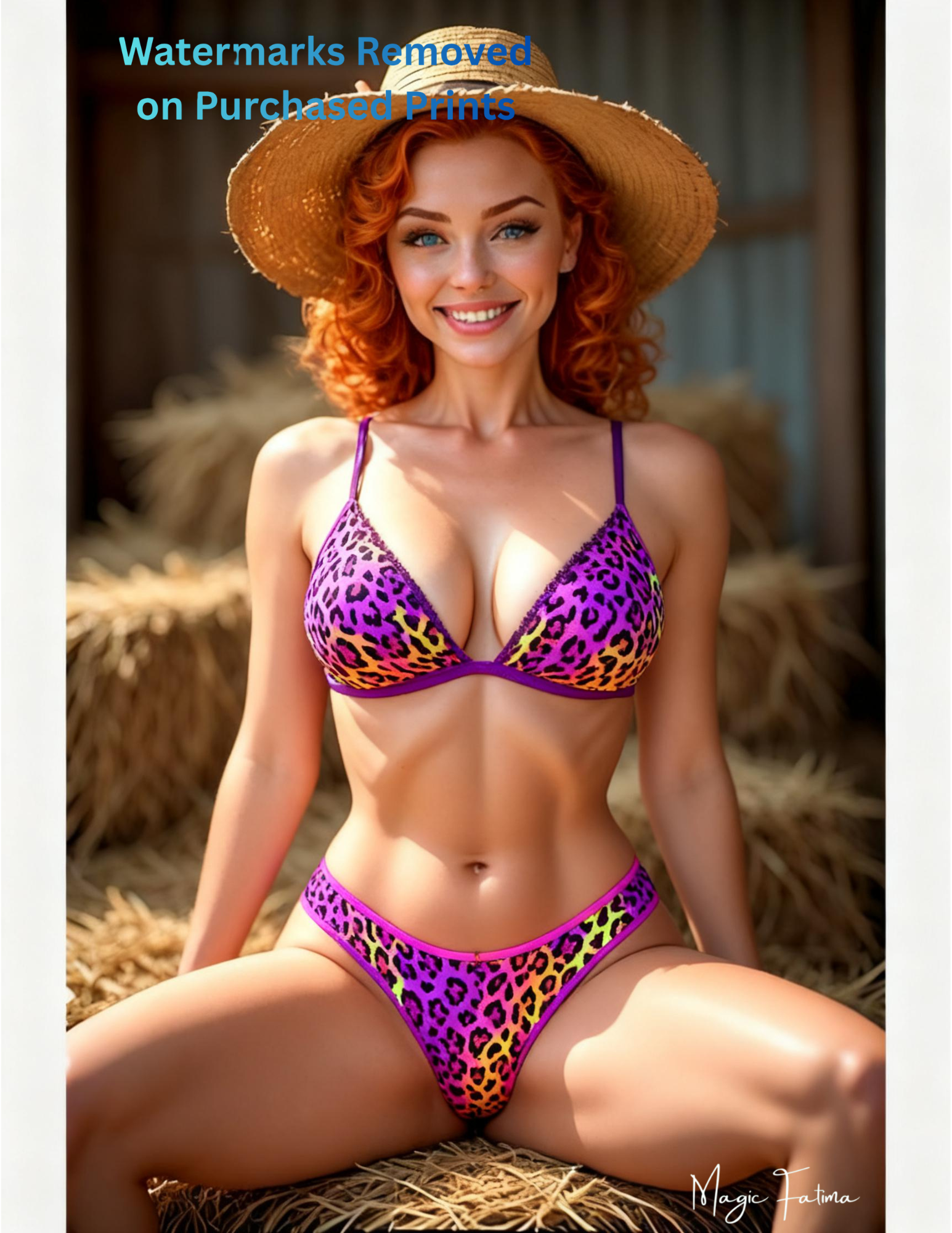 Magic Fatima's 8.5" x 11" Art Prints with Glamorous Woman Posing and nude version included Free