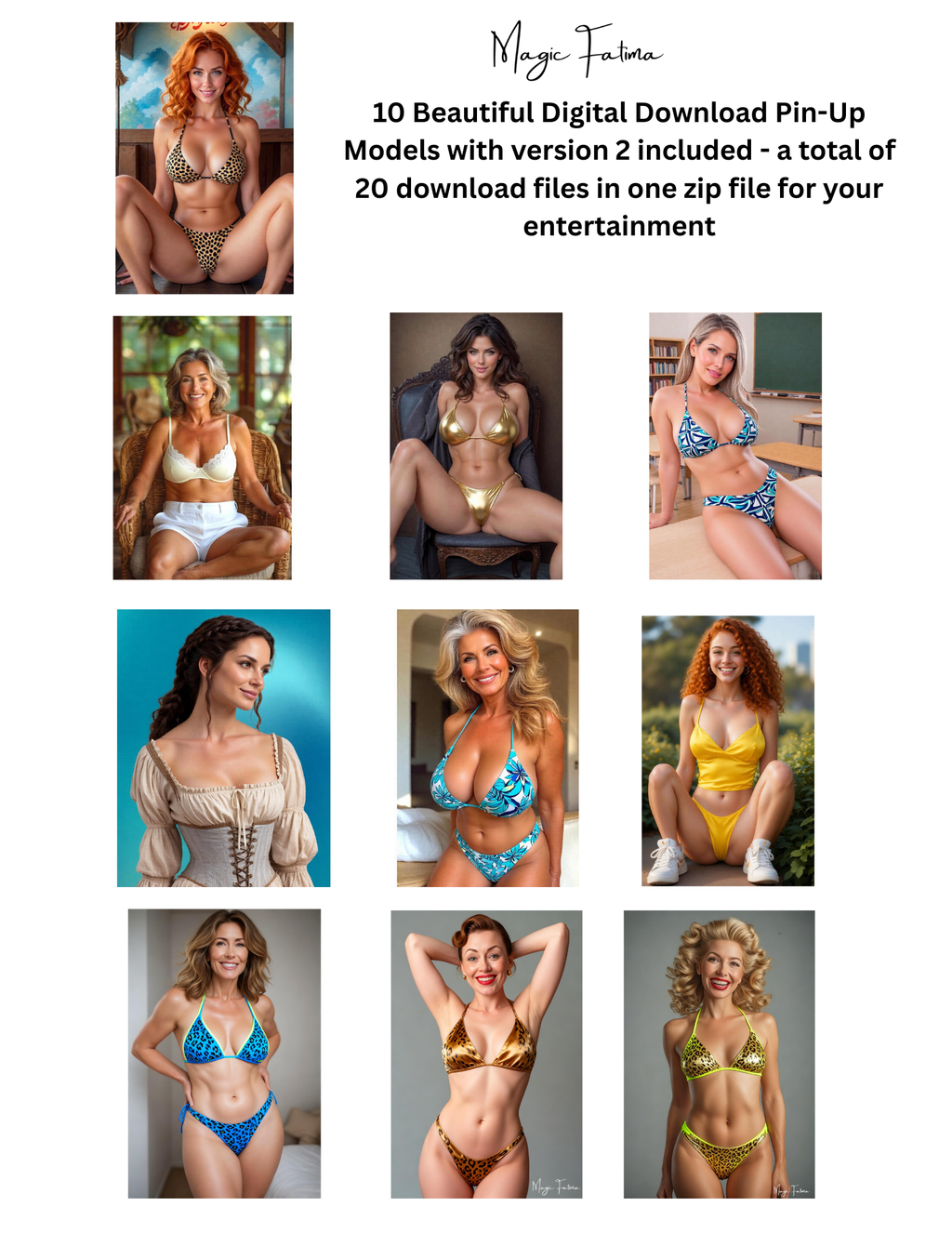 Promotional image of digital download pin-up models with text overlay.
