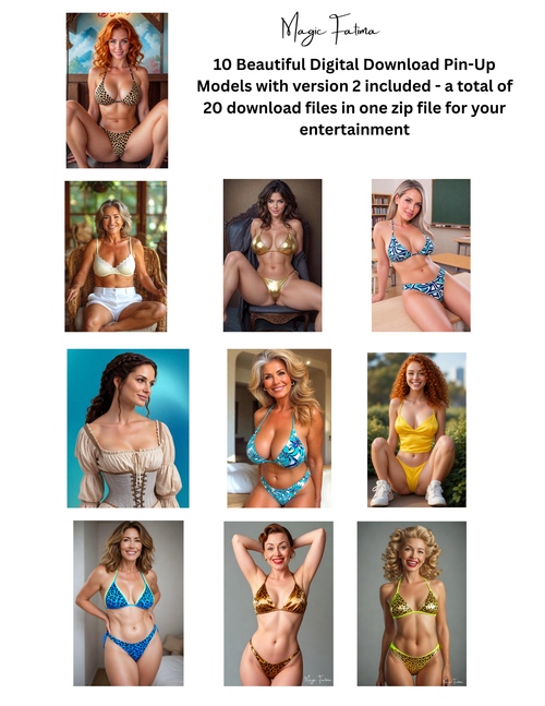 Promotional image of digital download pin-up models with text overlay.