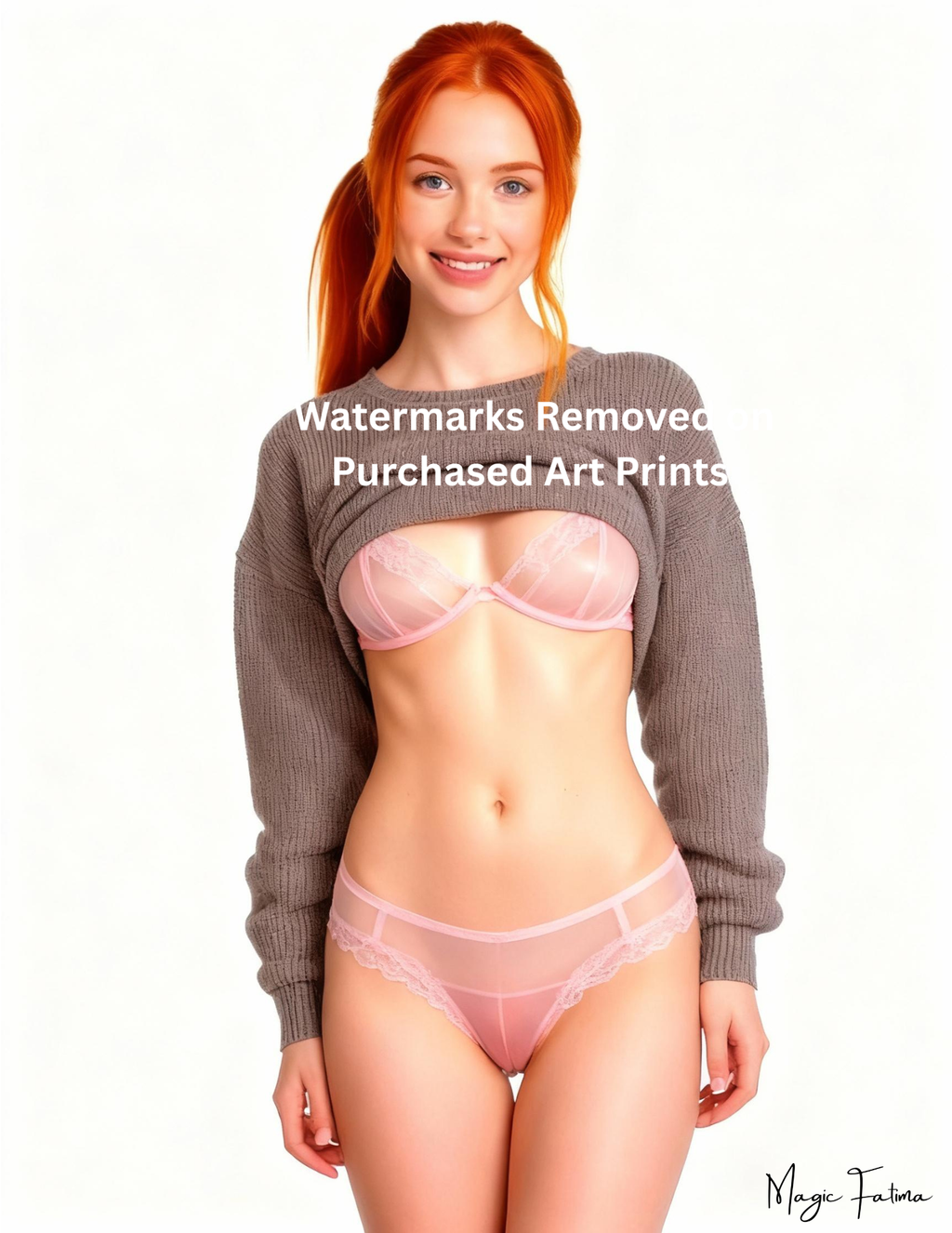 Magic Fatima's Premium Glamourous Risque Female 8.5" x 11" Ultra Glossy Art Print with Version 2 included