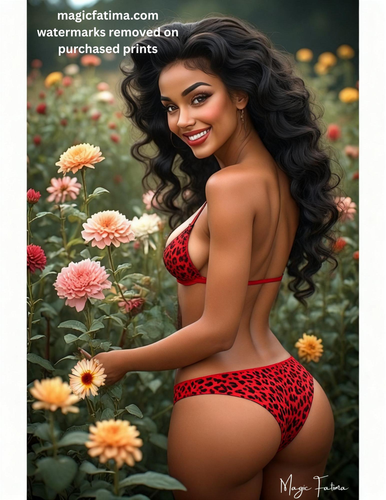 Magic Fatima's 8.5" x 11" Art Prints with Glamorous Woman Posing and nude version included Free