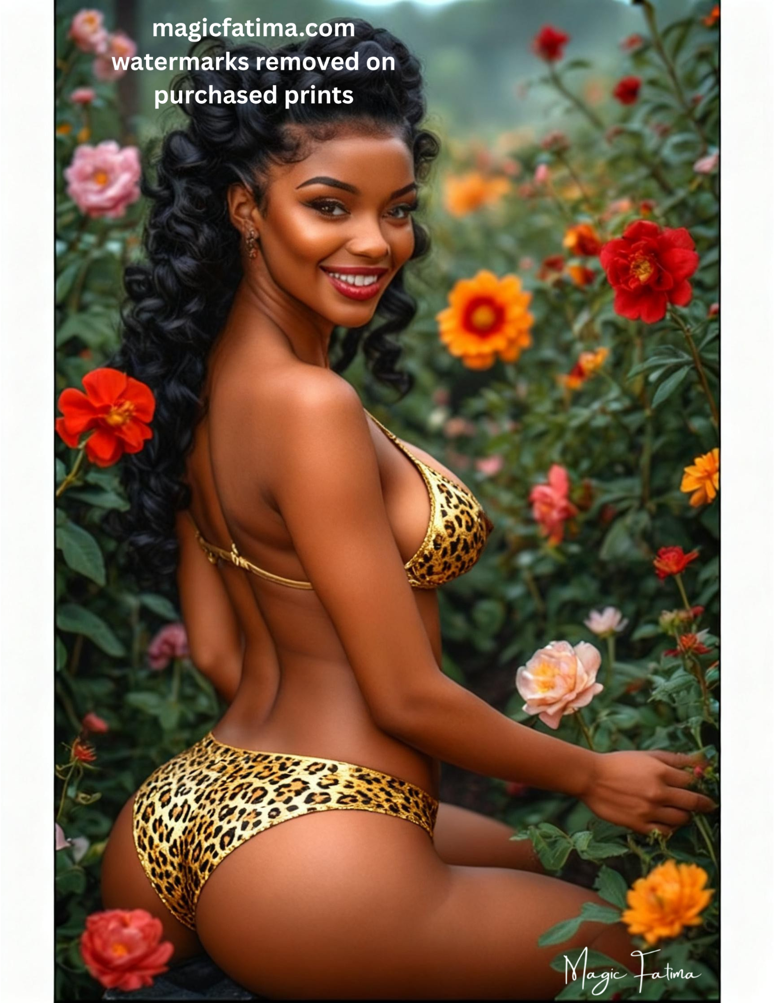 Magic Fatima's 8.5" x 11" Art Prints with Glamorous Woman Posing and nude version included Free