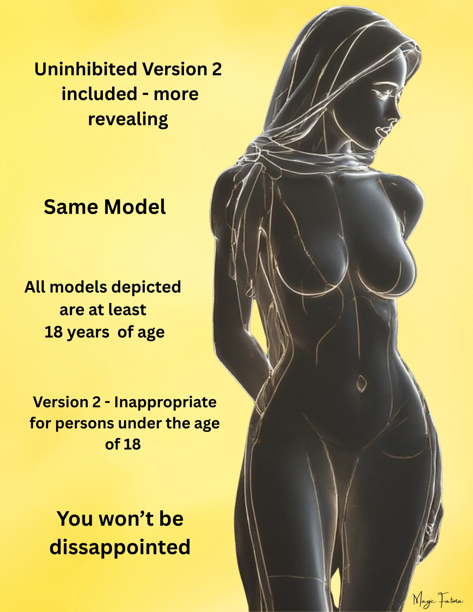 Glossy Female Silhouette Art Print Set, 8.5" x 11"