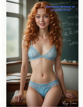 Woman in a blue lace bra and panties with nude version 2 included