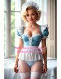 Woman in a maid costume with nude version included