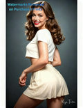 Woman in a white outfit against a dark background with nude version 2 included