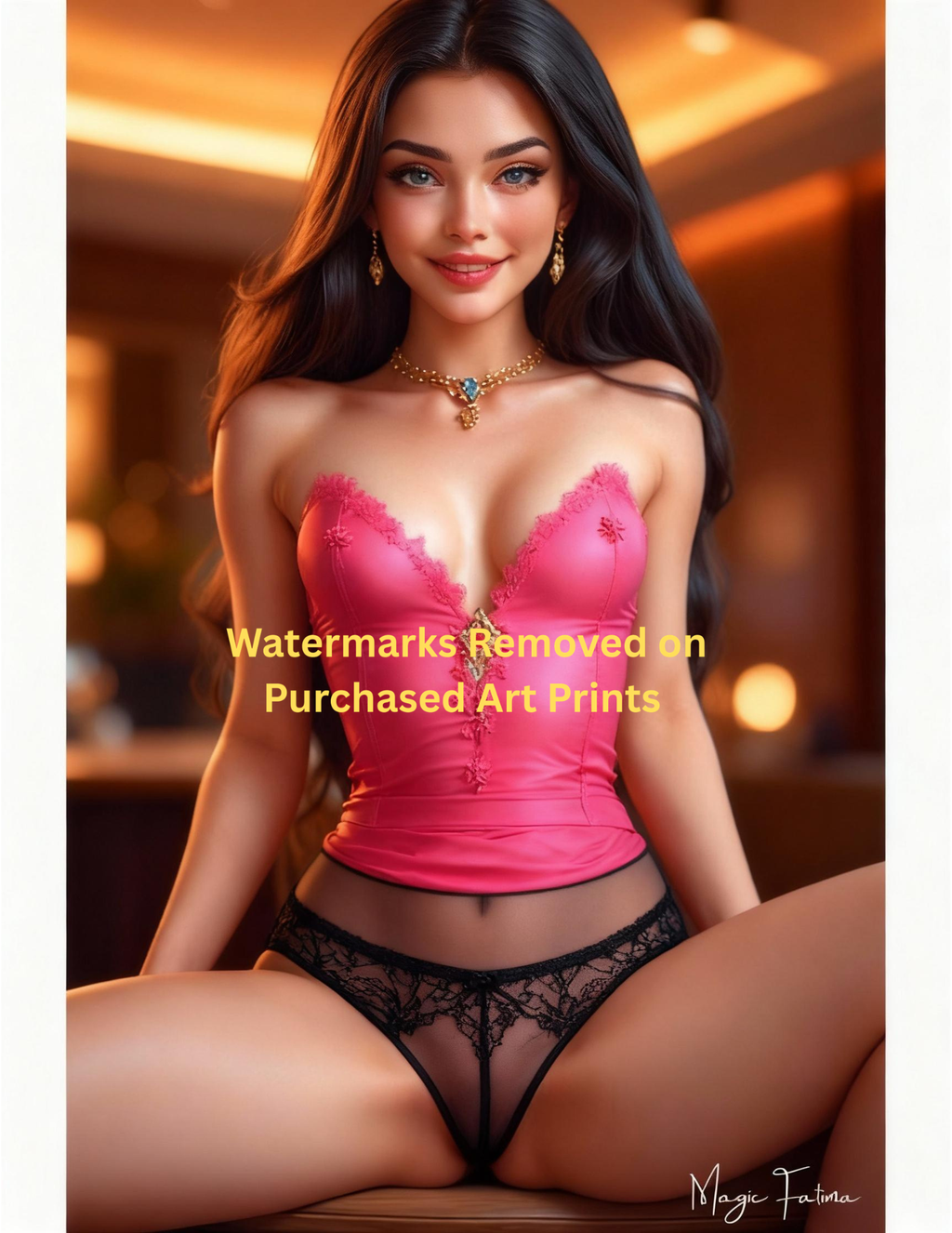 Woman in pink lingerie with nude version included free
