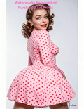 Woman wearing a pink dress with red polka dots on a white background with nude version 2 included