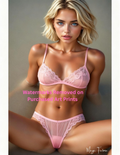 Woman wearing a pink lingerie set with Nude Version 2 included