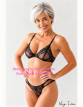 Woman wearing black lace lingerie